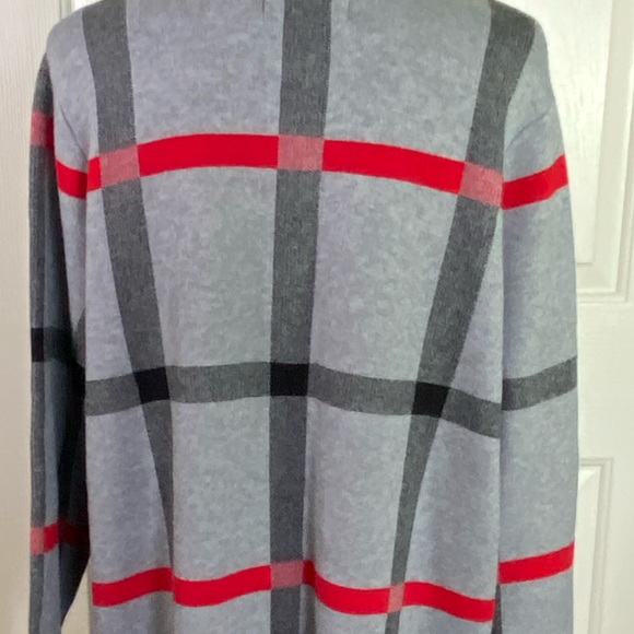 Tahari Duster Plaid Open Cardigan Sweater Coat - Picture 11 of 14